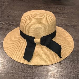 Whicker basket style hat black bow